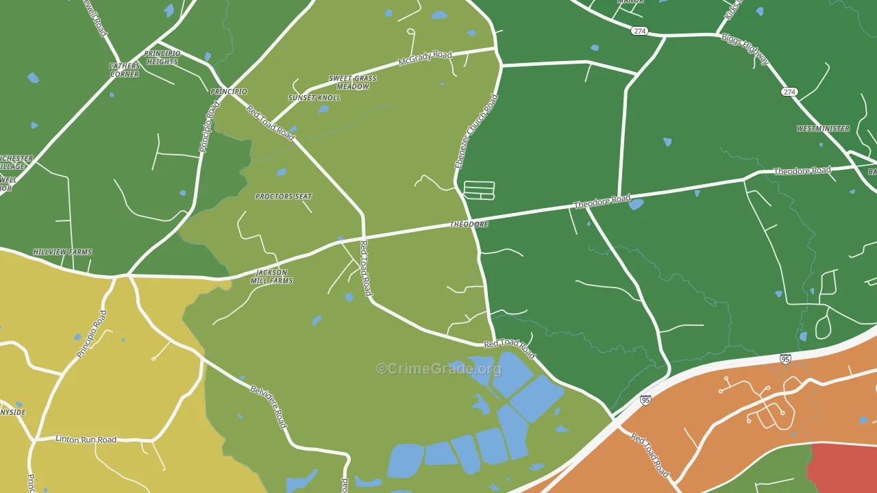 Theodore, MD Map of Theft Rates