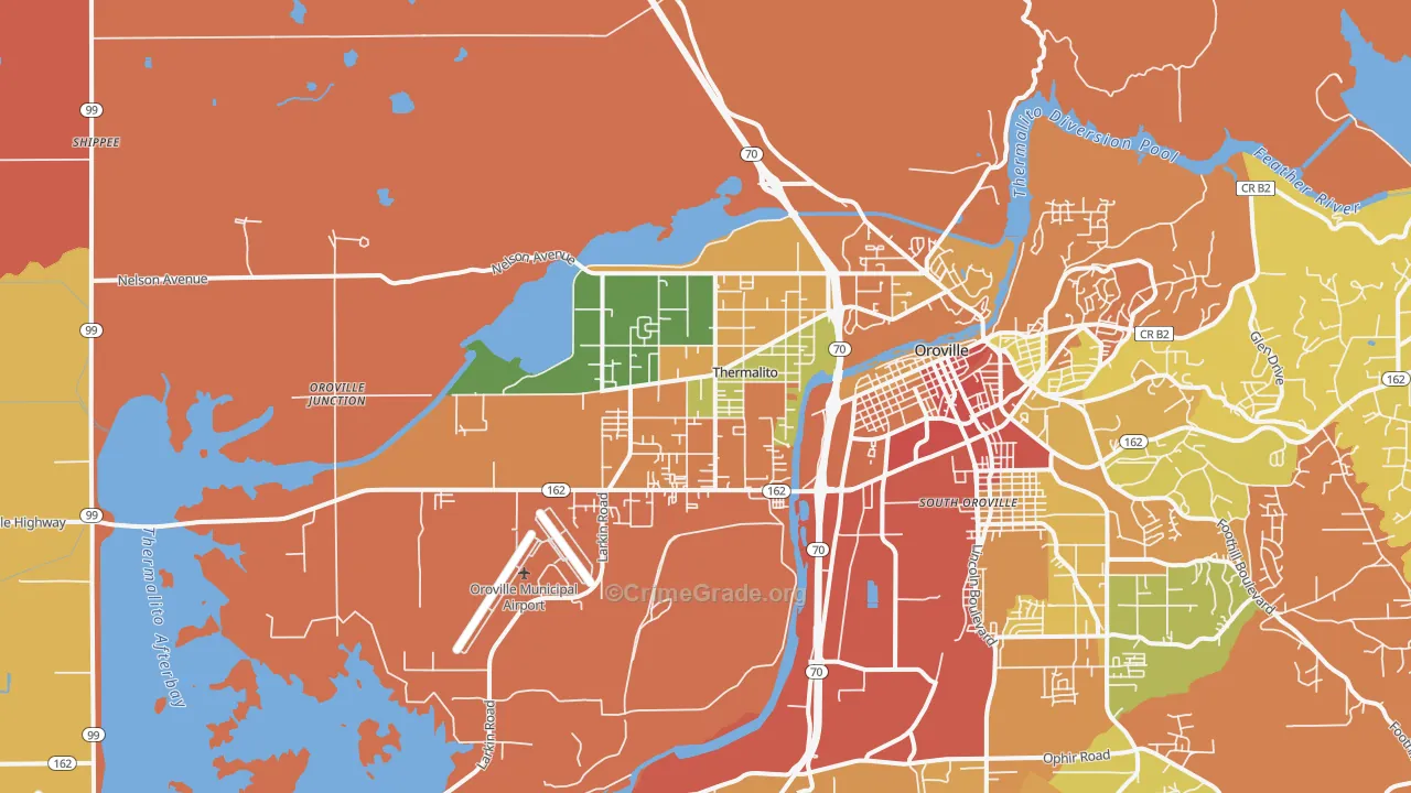 Thermalito, CA Map of Theft Rates