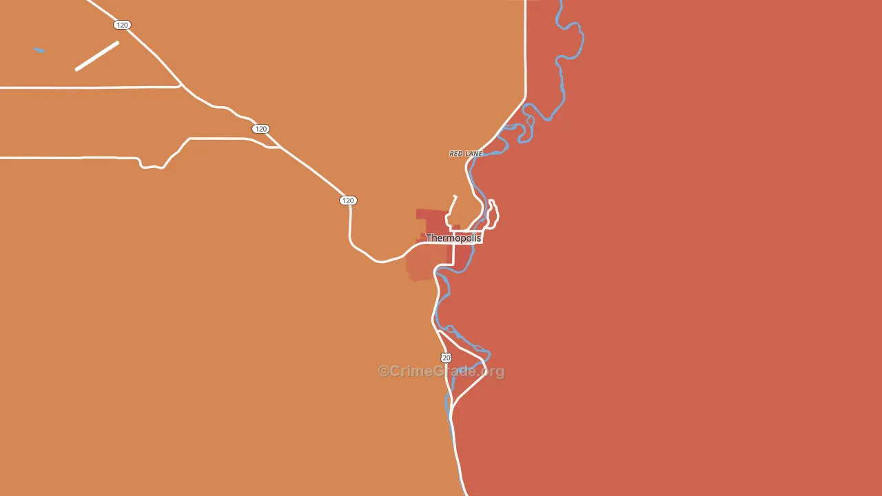 Thermopolis, WY Map of Theft Rates
