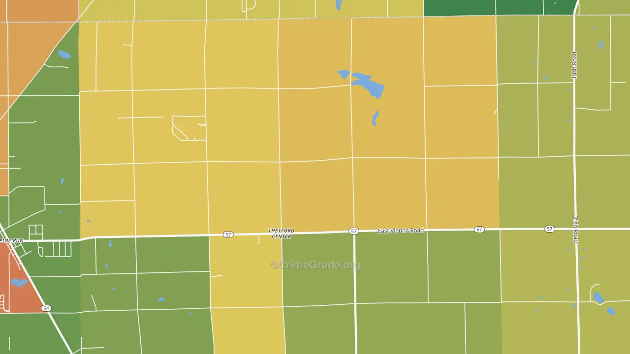 Thetford Center, MI Map of Theft Rates