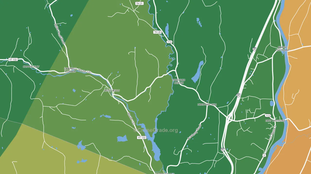 Thetford Center, VT Map of Theft Rates