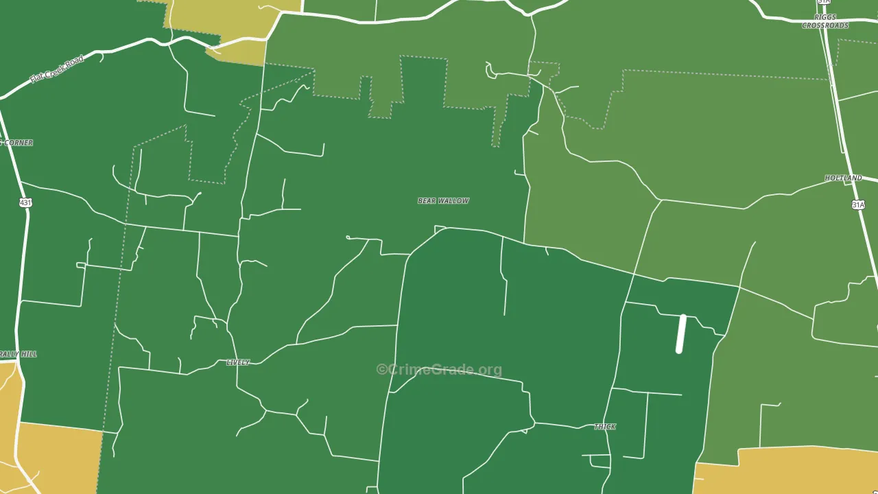Thick, TN Map of Theft Rates
