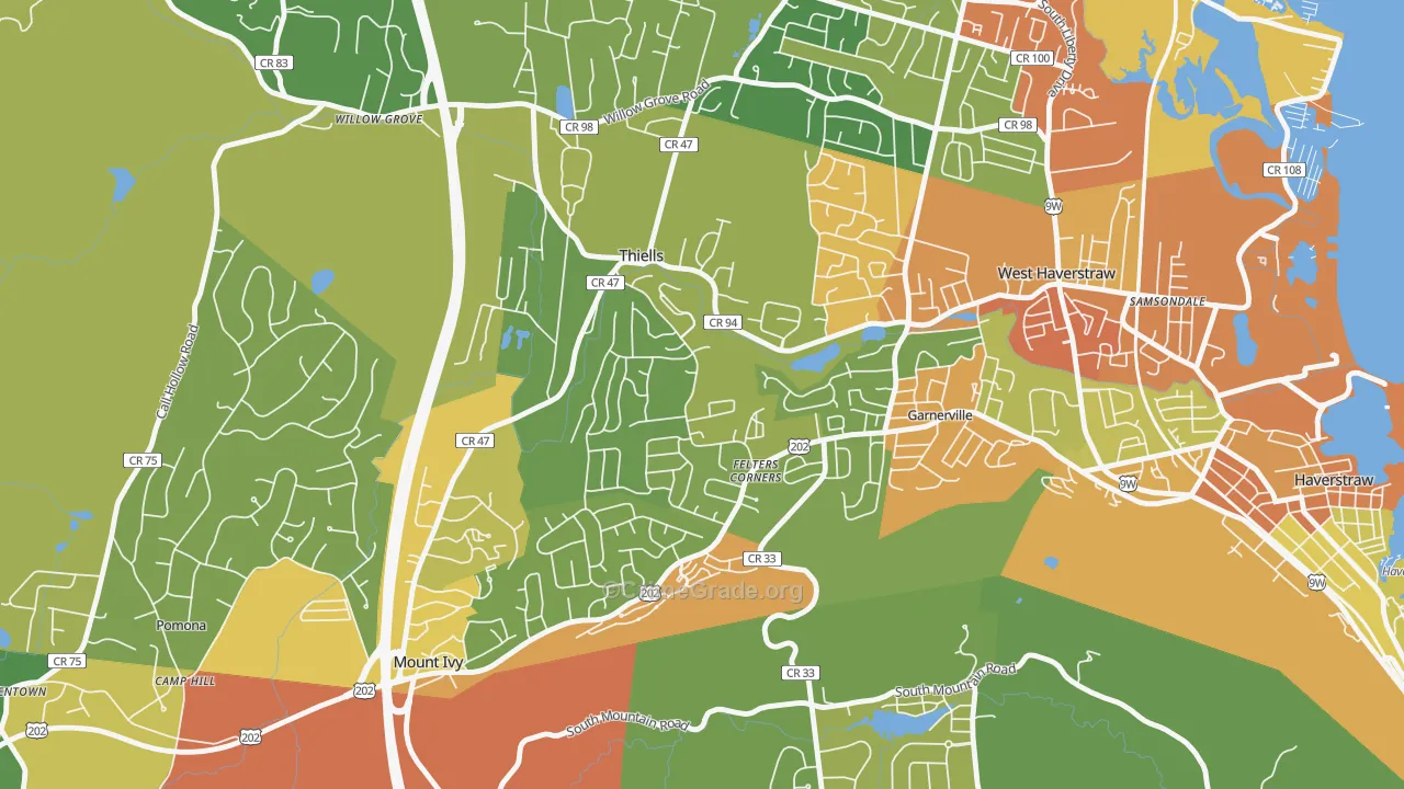 Thiells, NY Map of Theft Rates