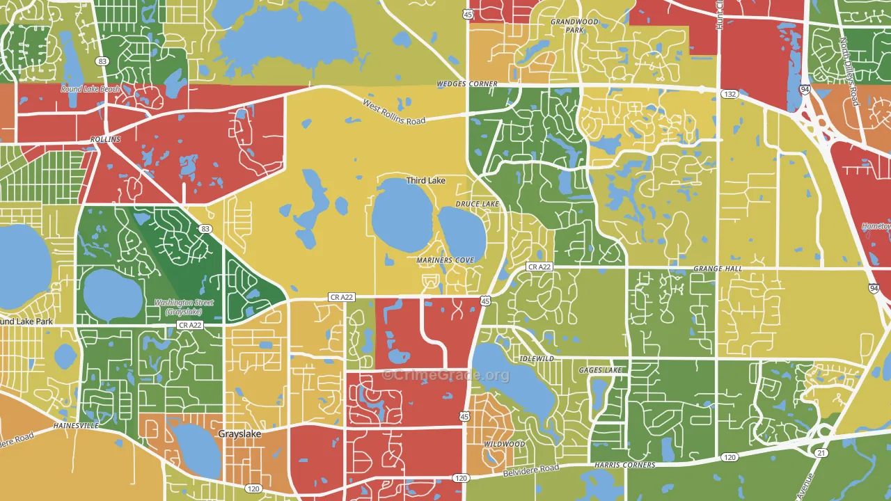 Third Lake, IL Map of Theft Rates