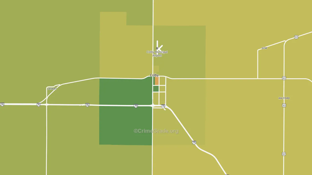 Thomas County, KS Map of Theft Rates