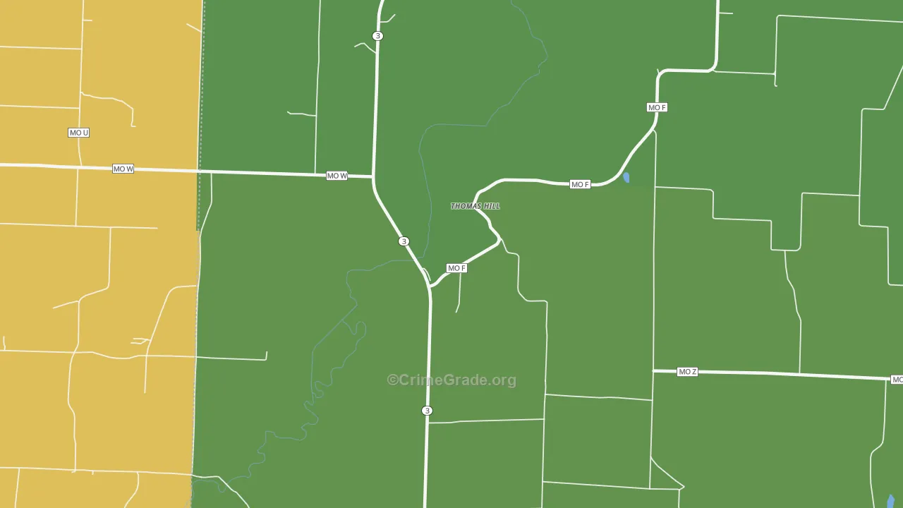 Thomas Hill, MO Map of Theft Rates