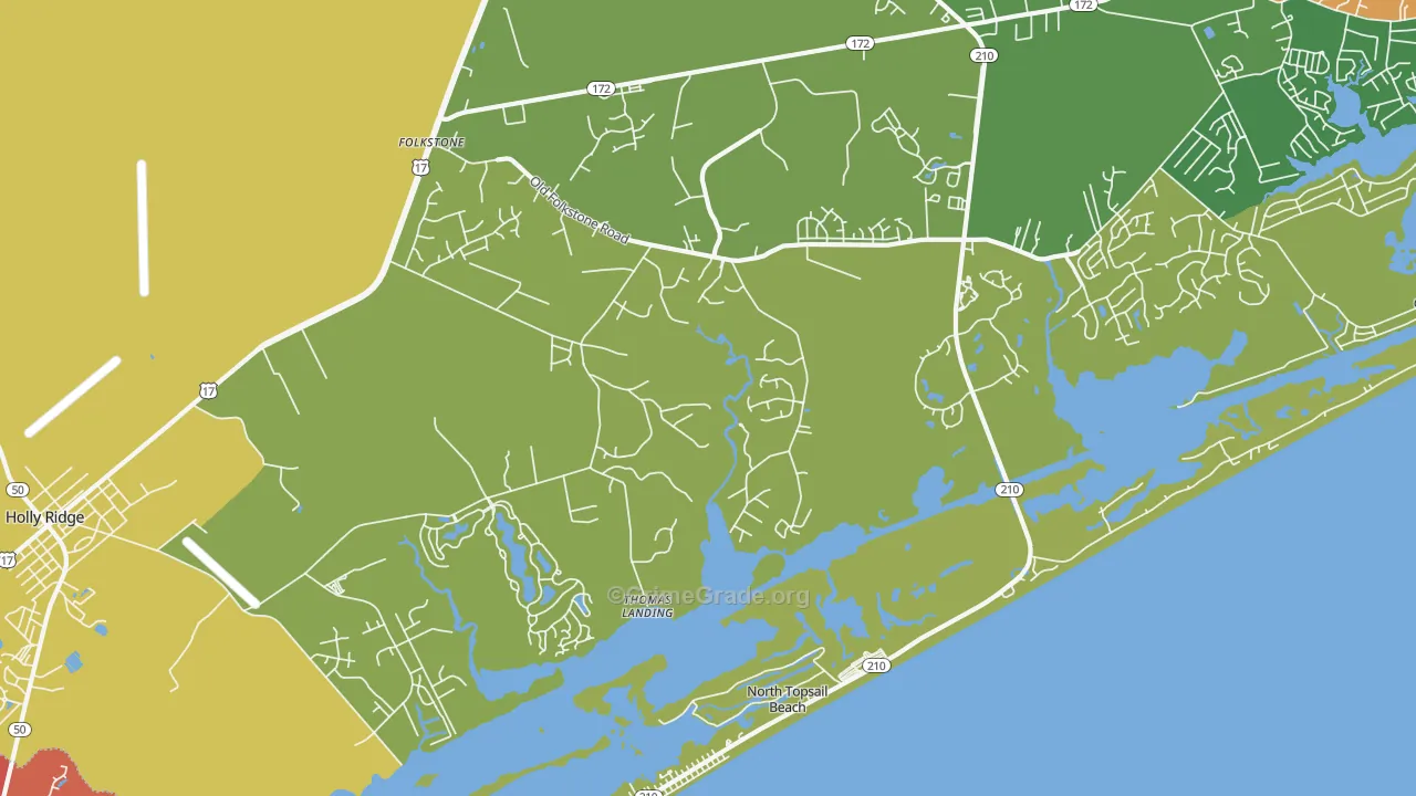 Thomas Landing, NC Map of Theft Rates
