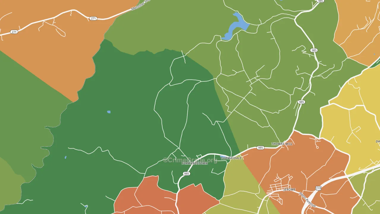 Thomas Mills, PA Map of Theft Rates