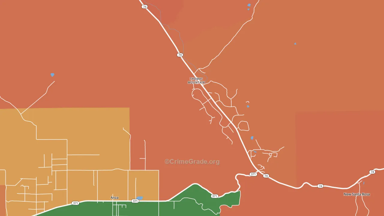 Thomas Mountain, CA Map of Theft Rates