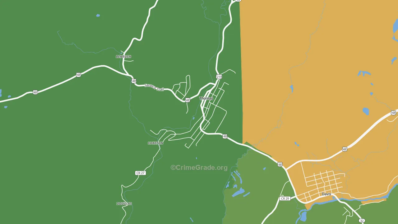 Thomas, WV Map of Theft Rates