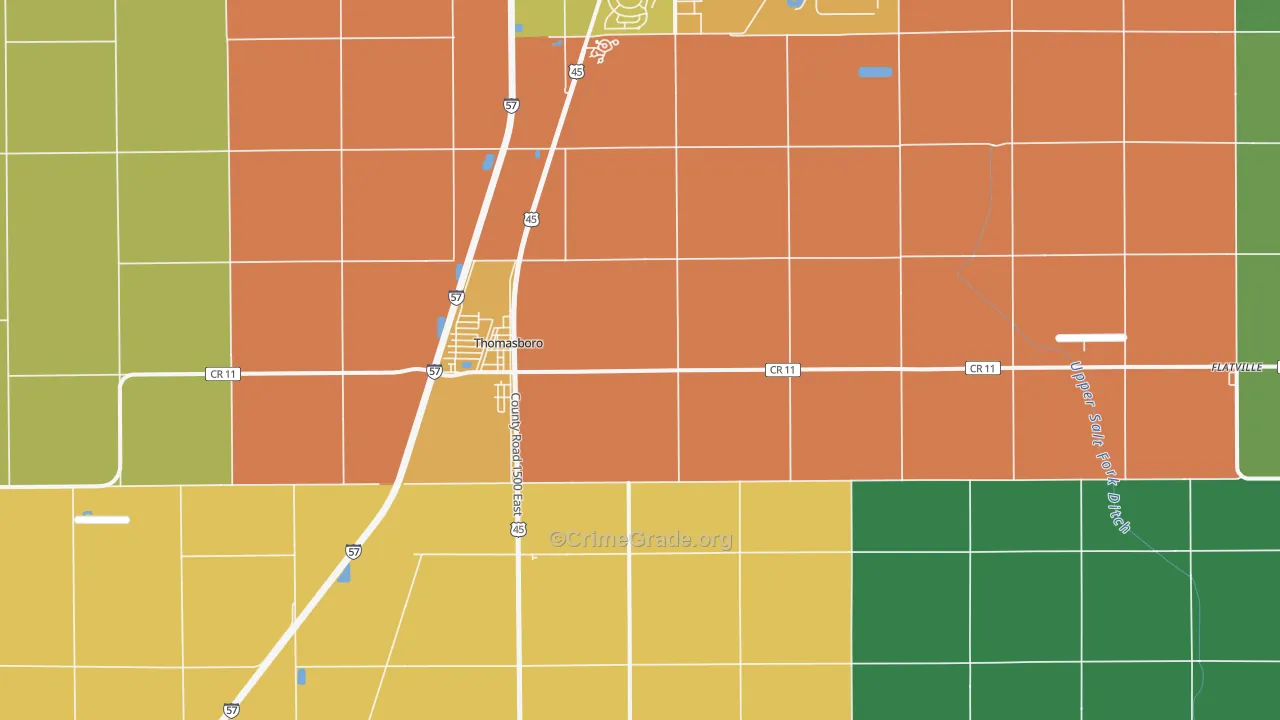 Thomasboro, IL Map of Theft Rates