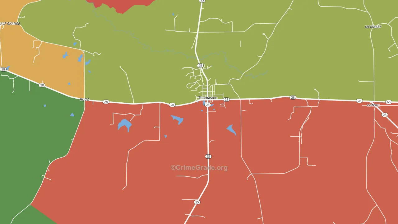 Thomaston, AL Map of Theft Rates