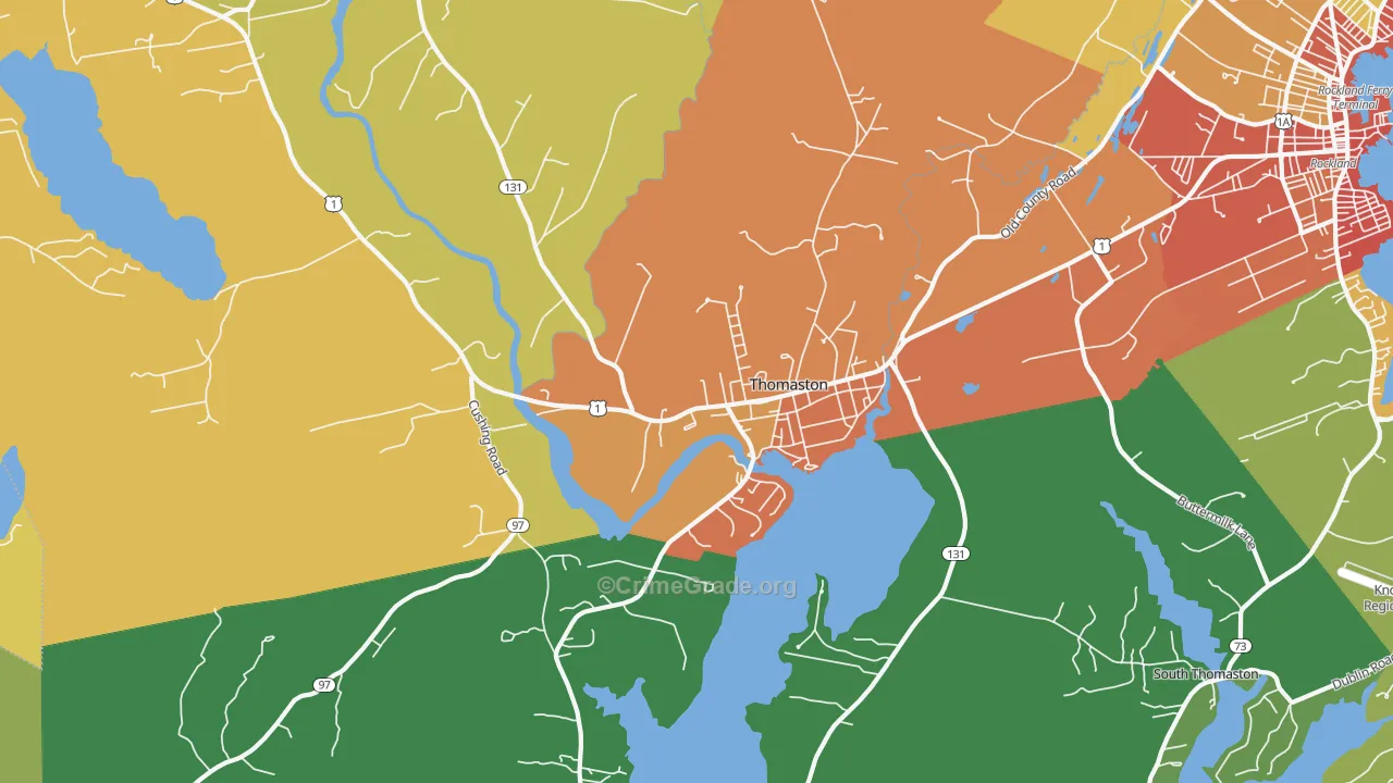 Thomaston, ME Map of Theft Rates