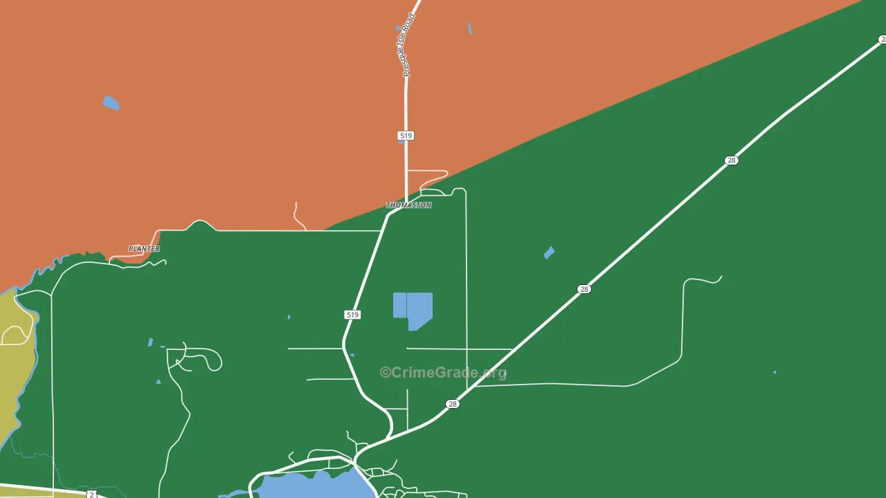Thomaston, MI Map of Theft Rates