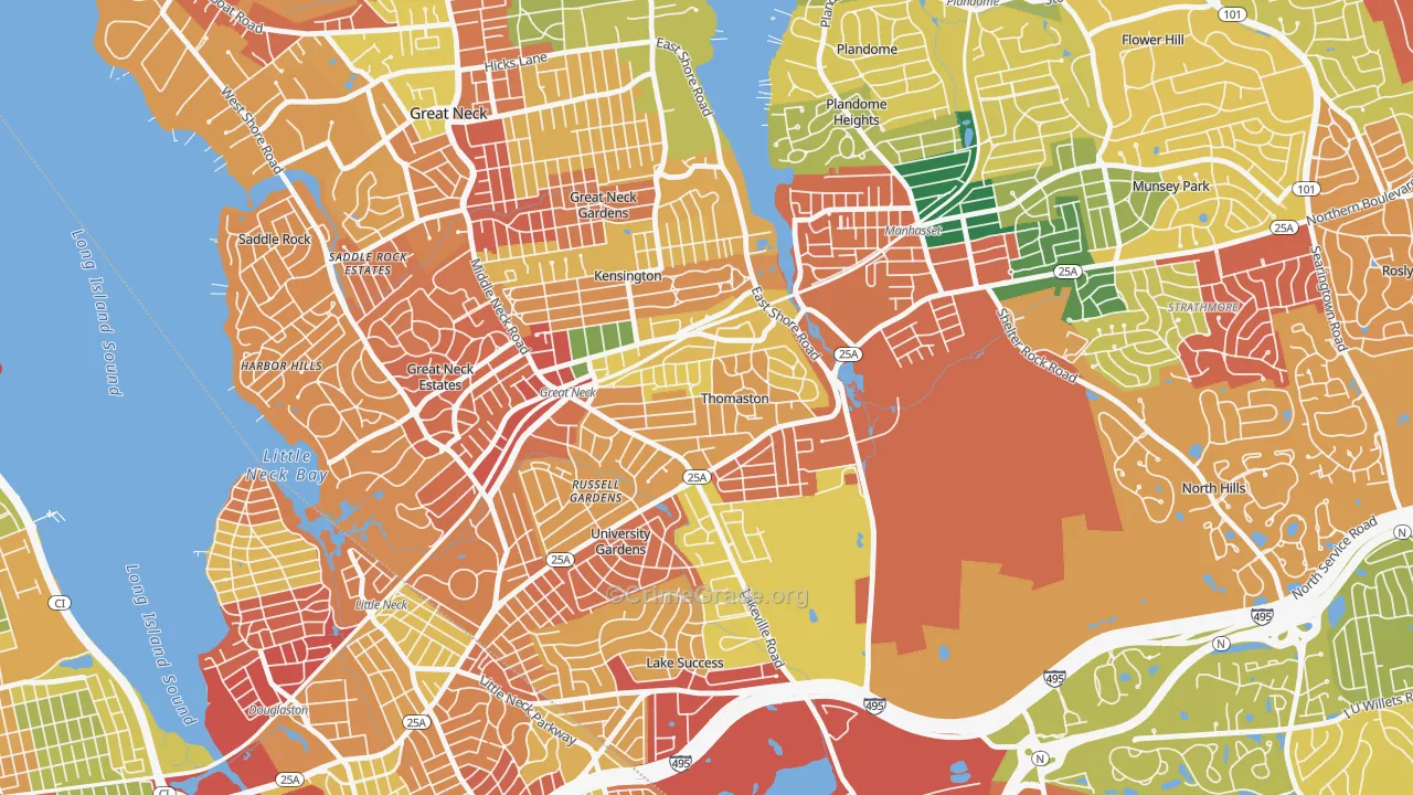 Thomaston, NY Map of Theft Rates
