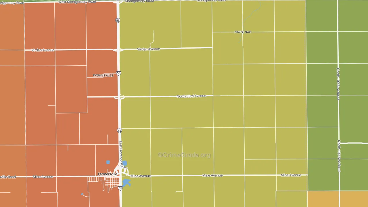 Thomasville, IL Map of Theft Rates