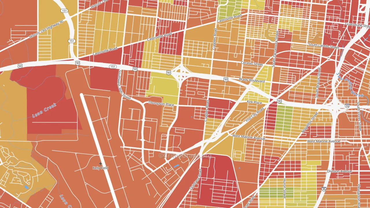 Thompson Community, San Antonio, TX Map of Theft Rates