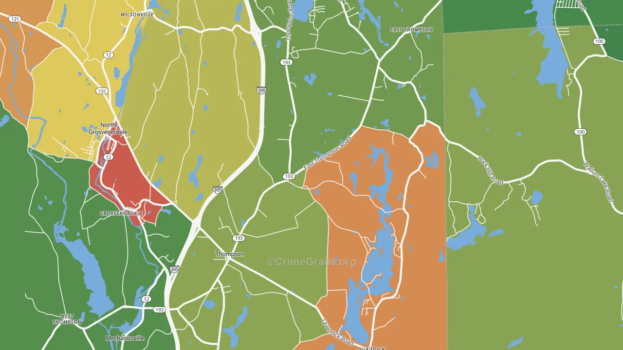 Thompson, CT Map of Theft Rates