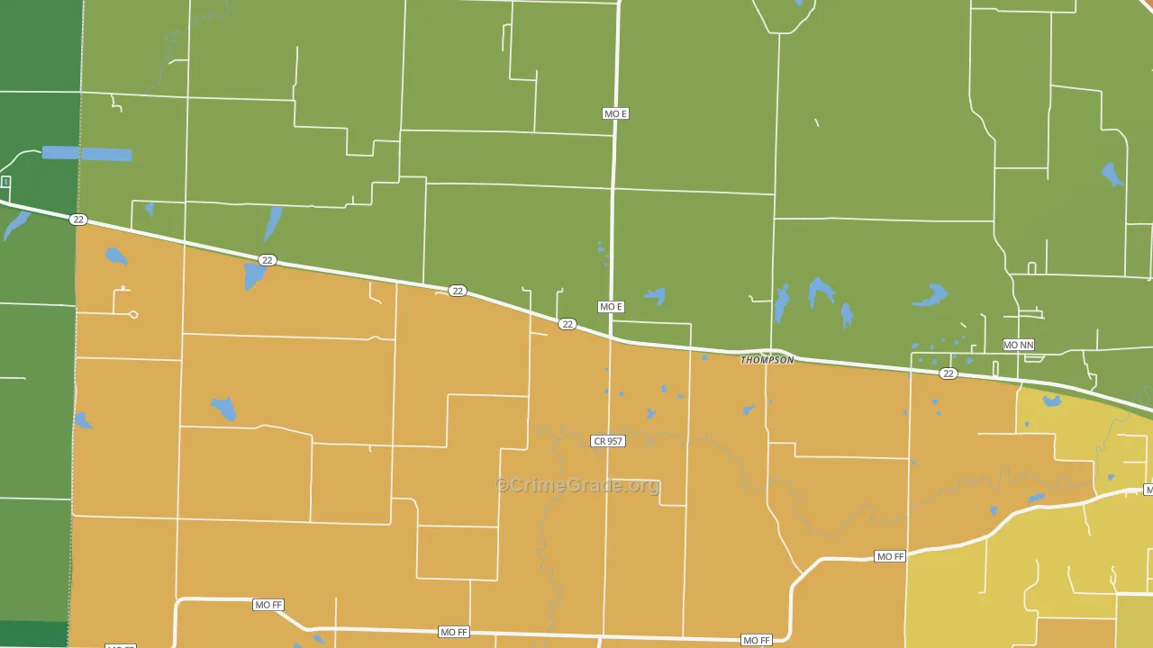 Thompson, MO Map of Theft Rates