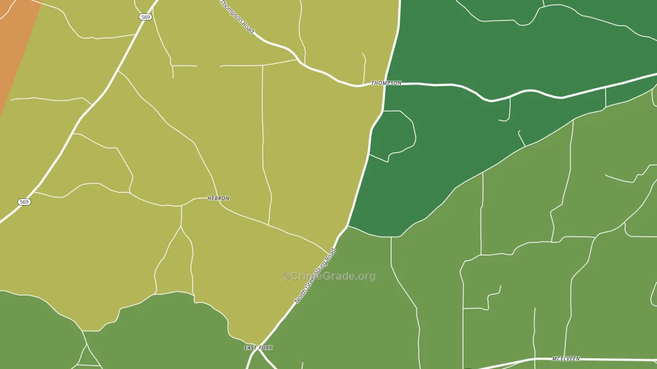 Thompson, MS Map of Theft Rates