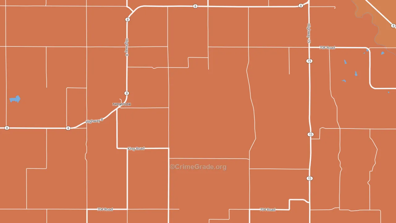 Thompson, NE Map of Theft Rates