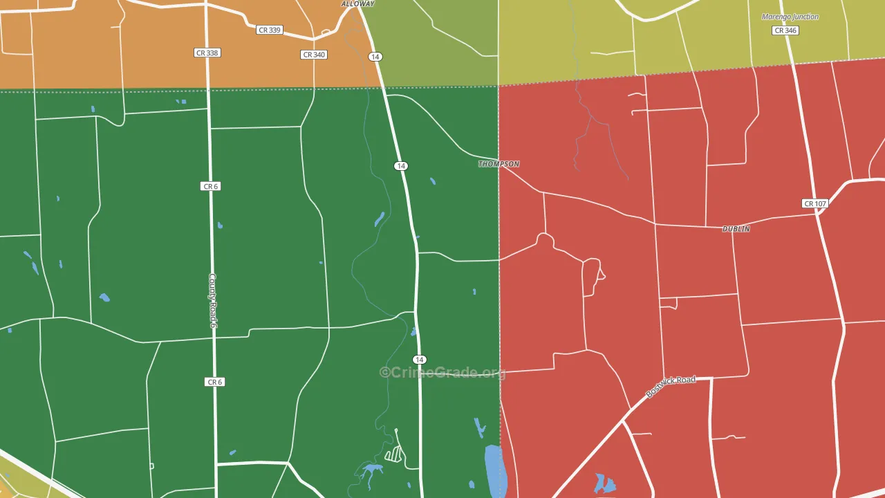 Thompson, NY Map of Theft Rates