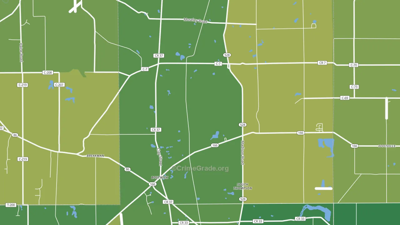Thompson, OH Map of Theft Rates