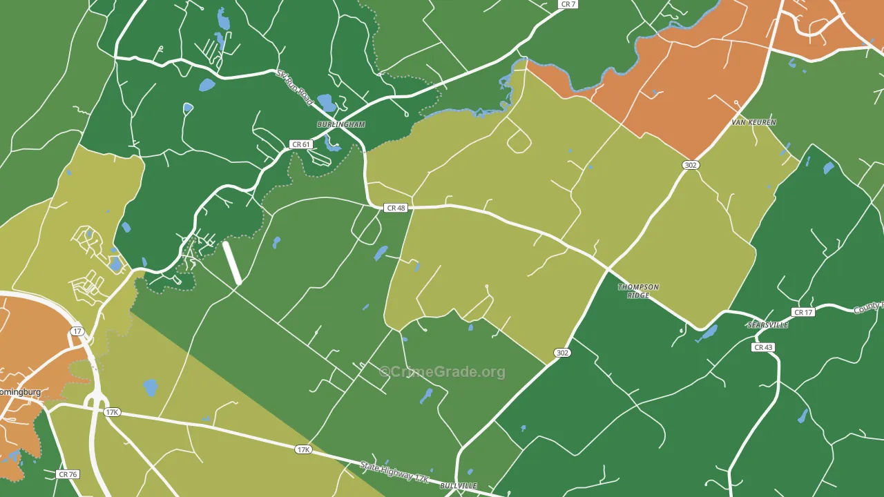 Thompson Ridge, NY Map of Theft Rates