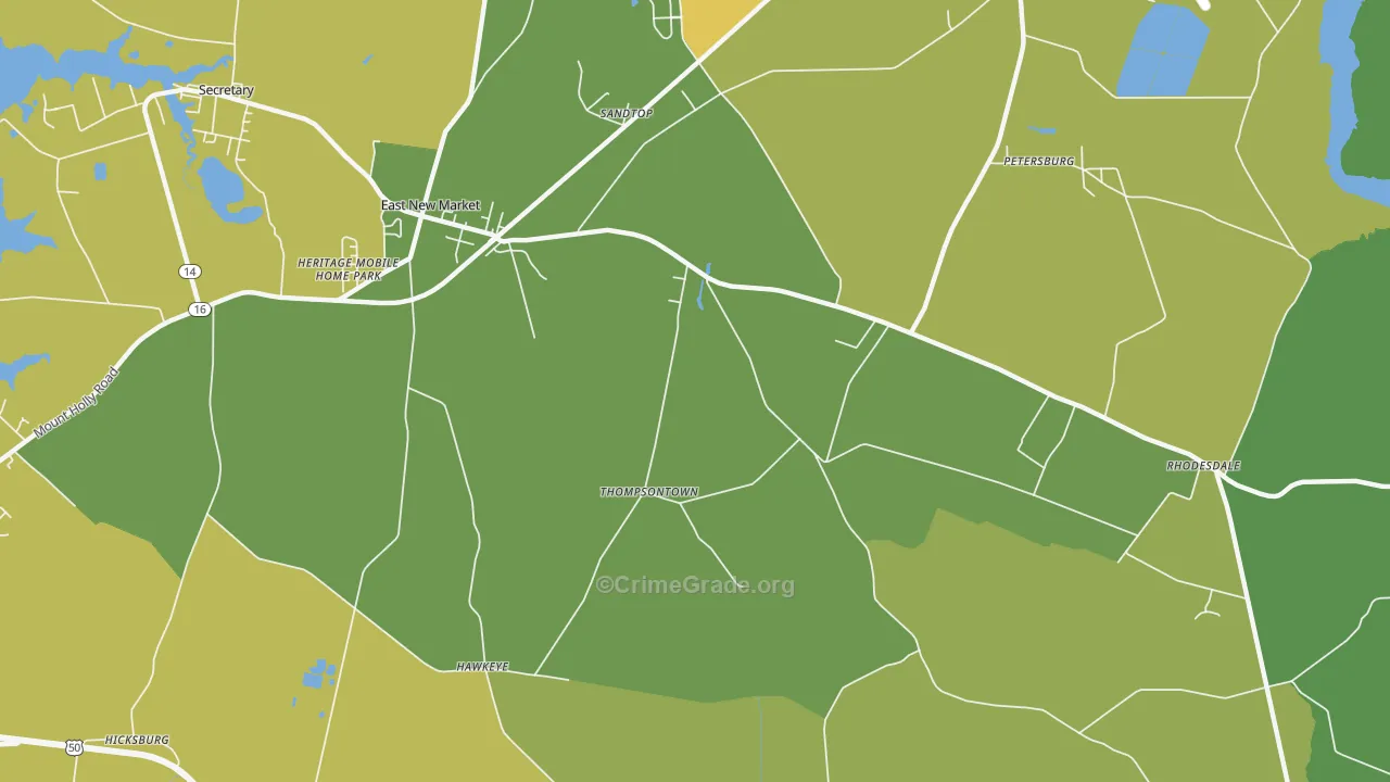 Thompsontown, MD Map of Theft Rates