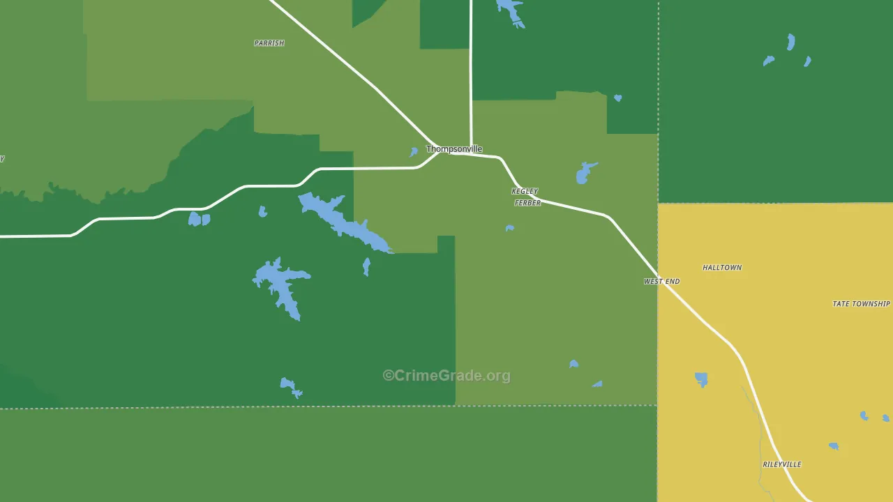 Thompsonville, IL Map of Theft Rates