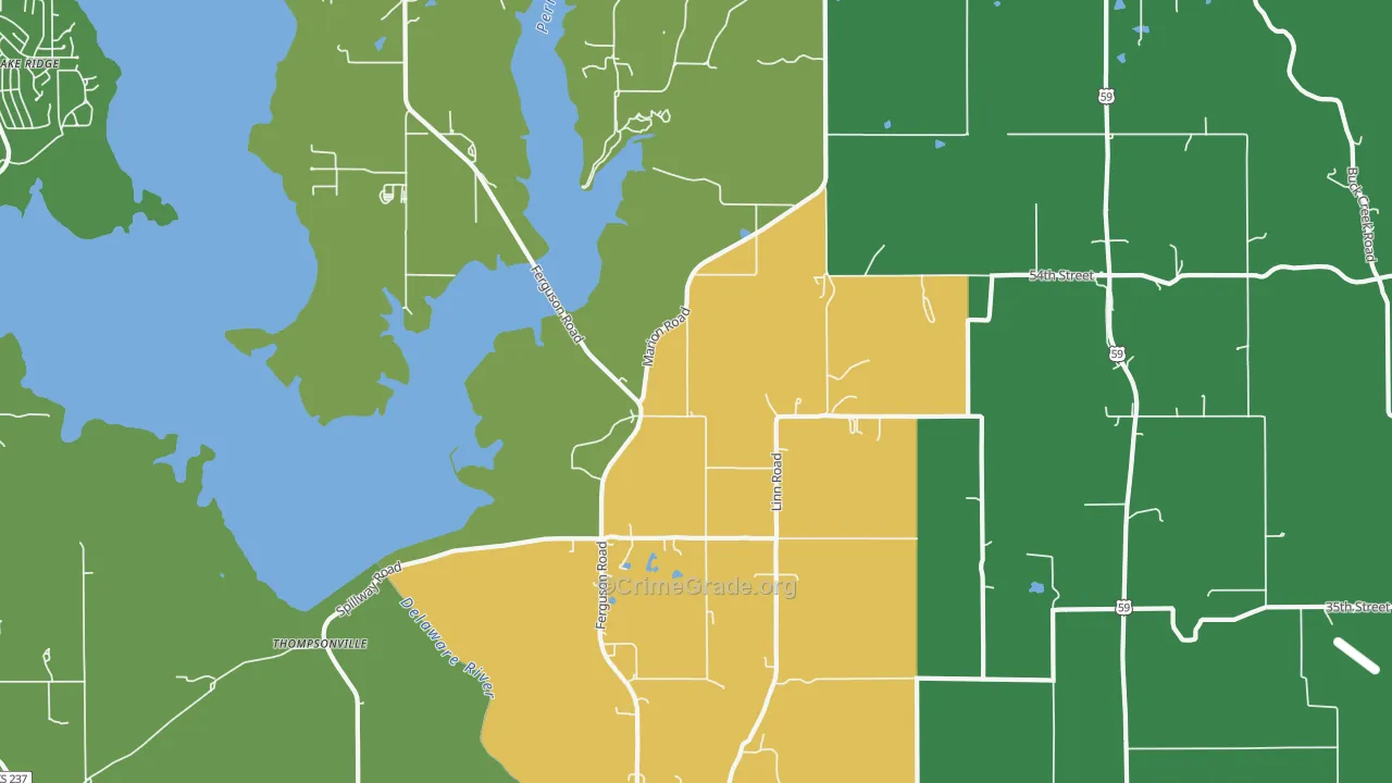Thompsonville, KS Map of Theft Rates