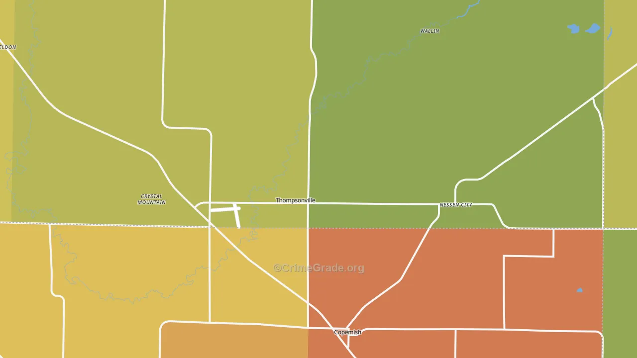 Thompsonville, MI Map of Theft Rates
