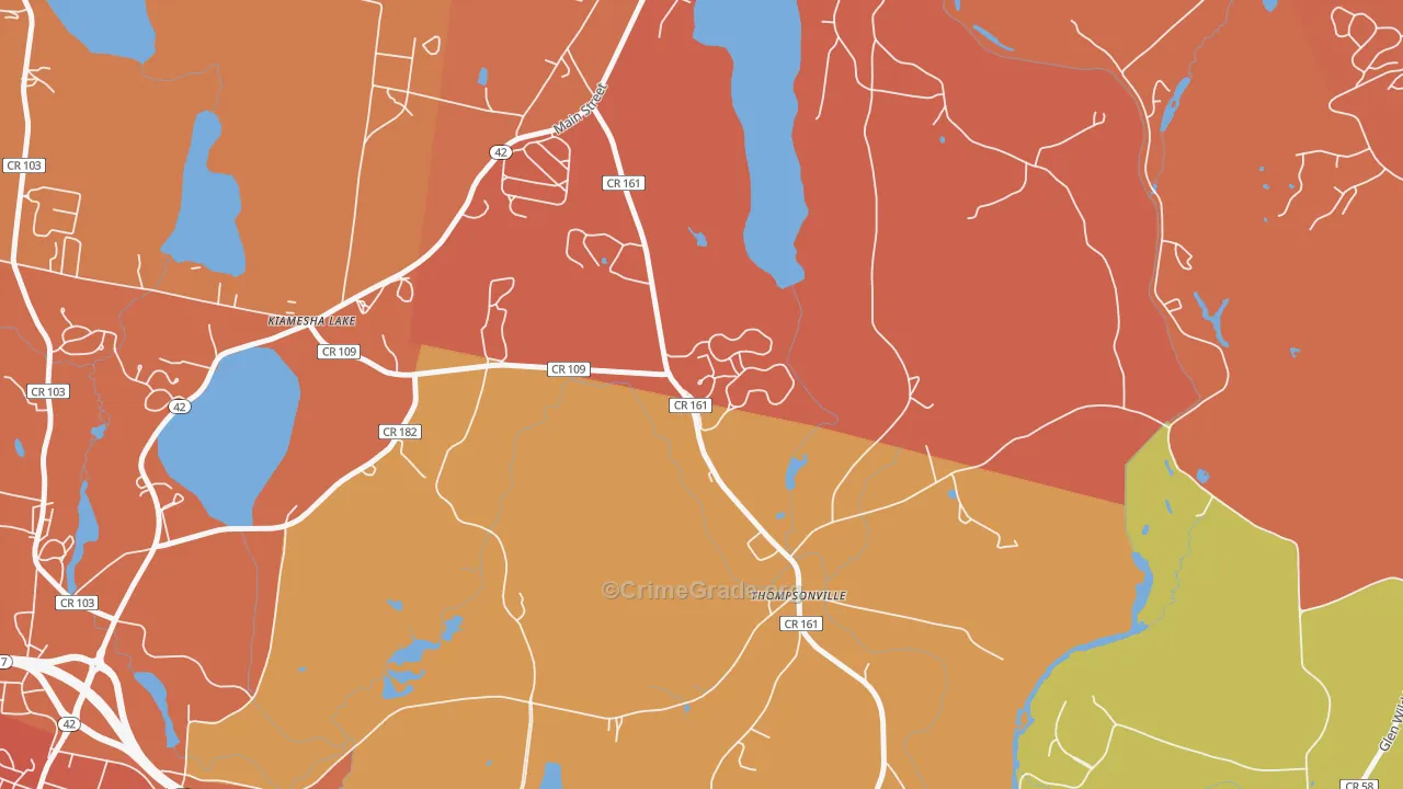Thompsonville, NY Map of Theft Rates