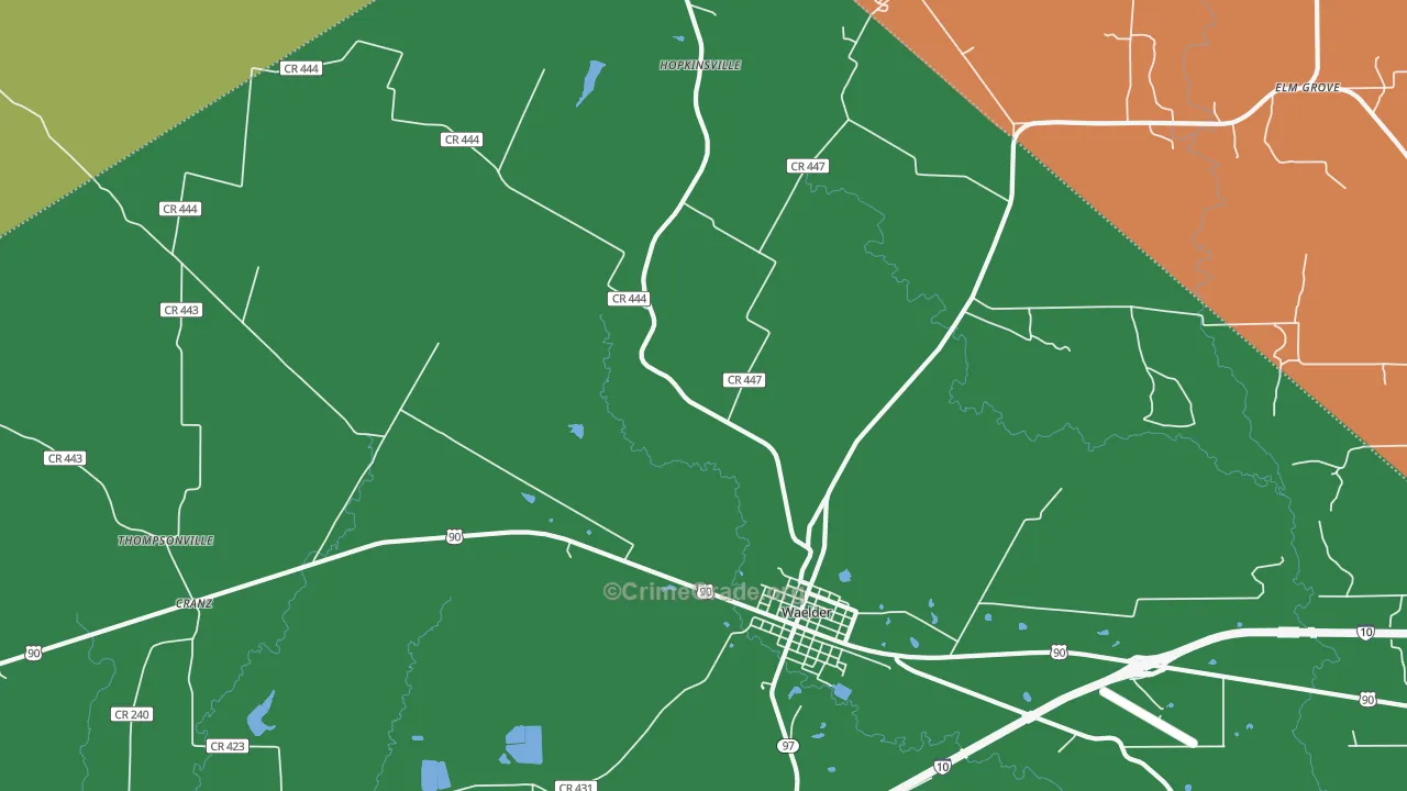 Thompsonville, TX Map of Theft Rates