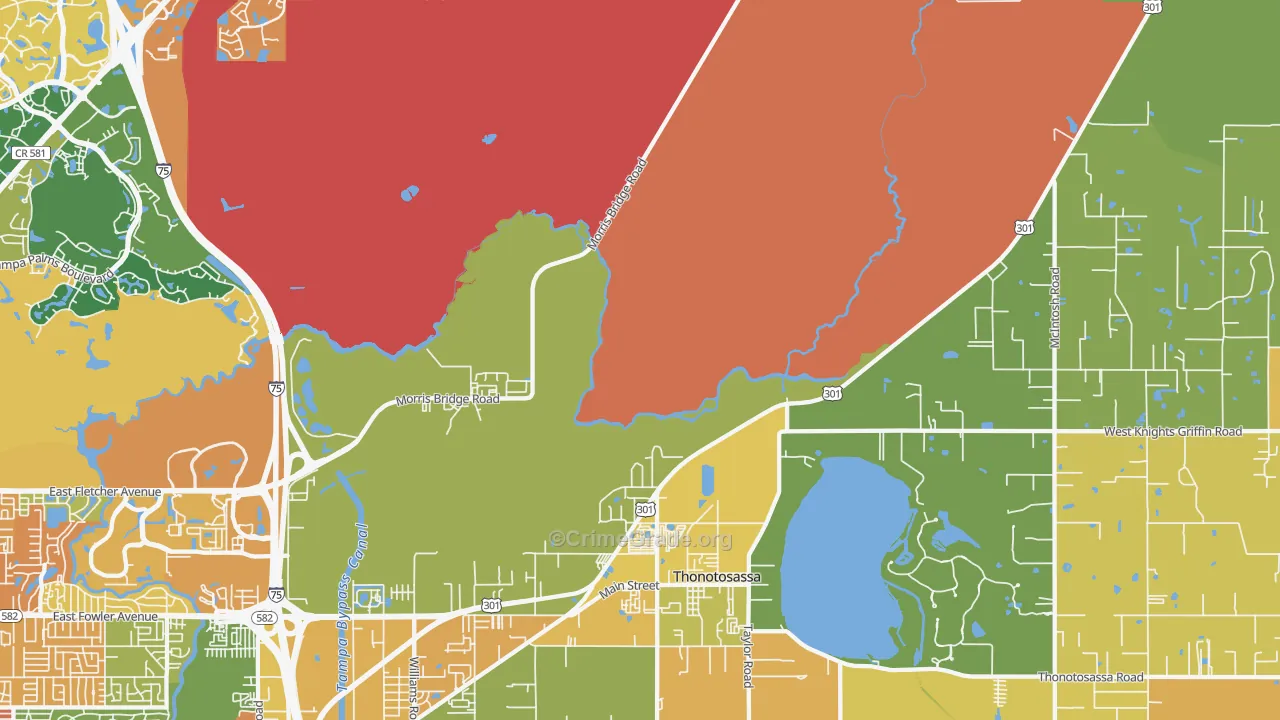 Thonotosassa, FL Map of Theft Rates