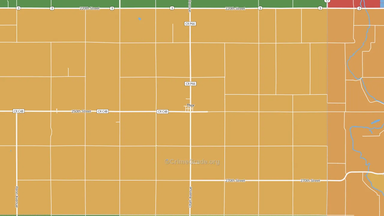 Thor, IA Map of Theft Rates
