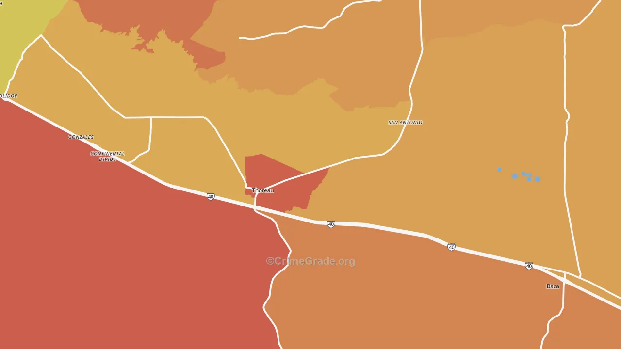 Thoreau, NM Map of Theft Rates