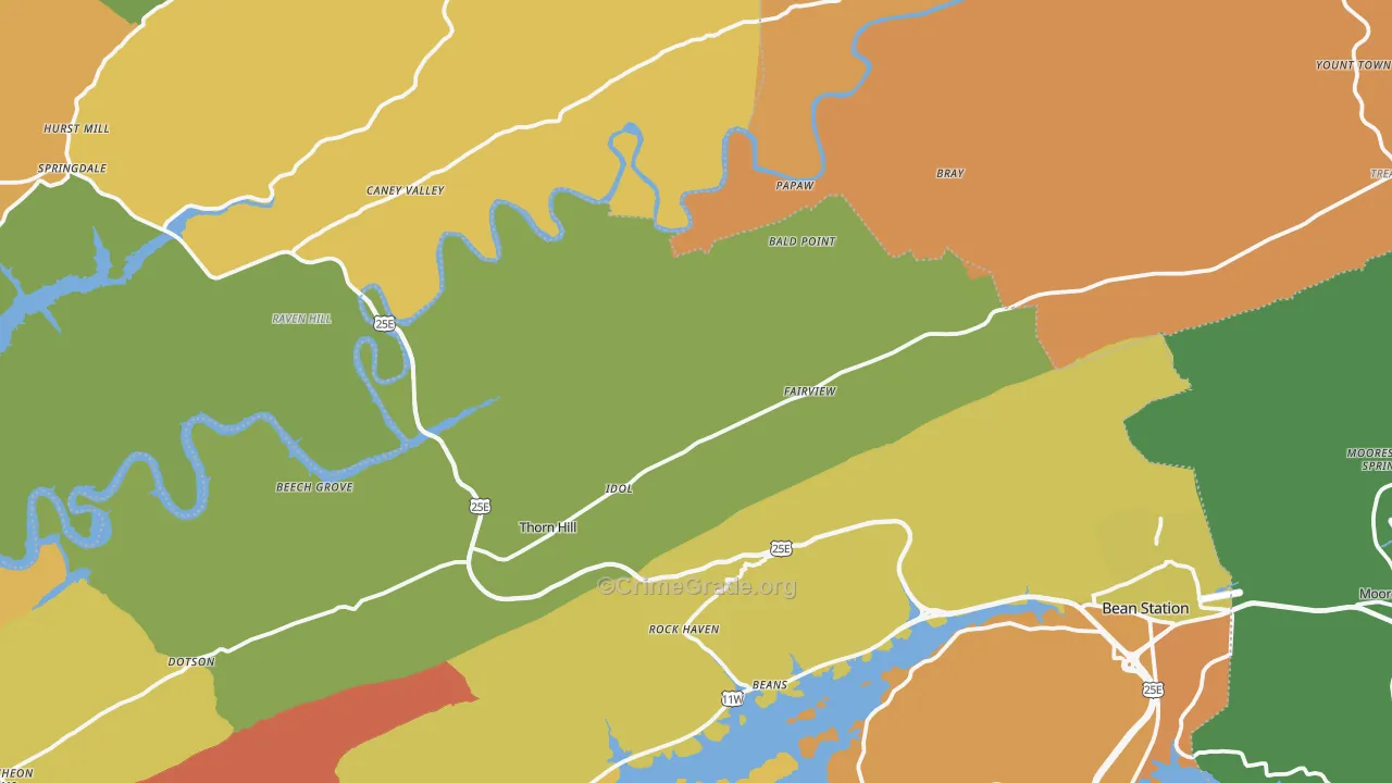 Thorn Hill, TN Map of Theft Rates