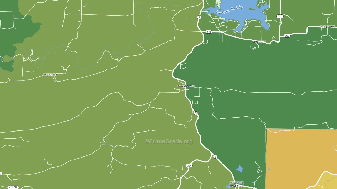 Thornburg, AR Map of Theft Rates