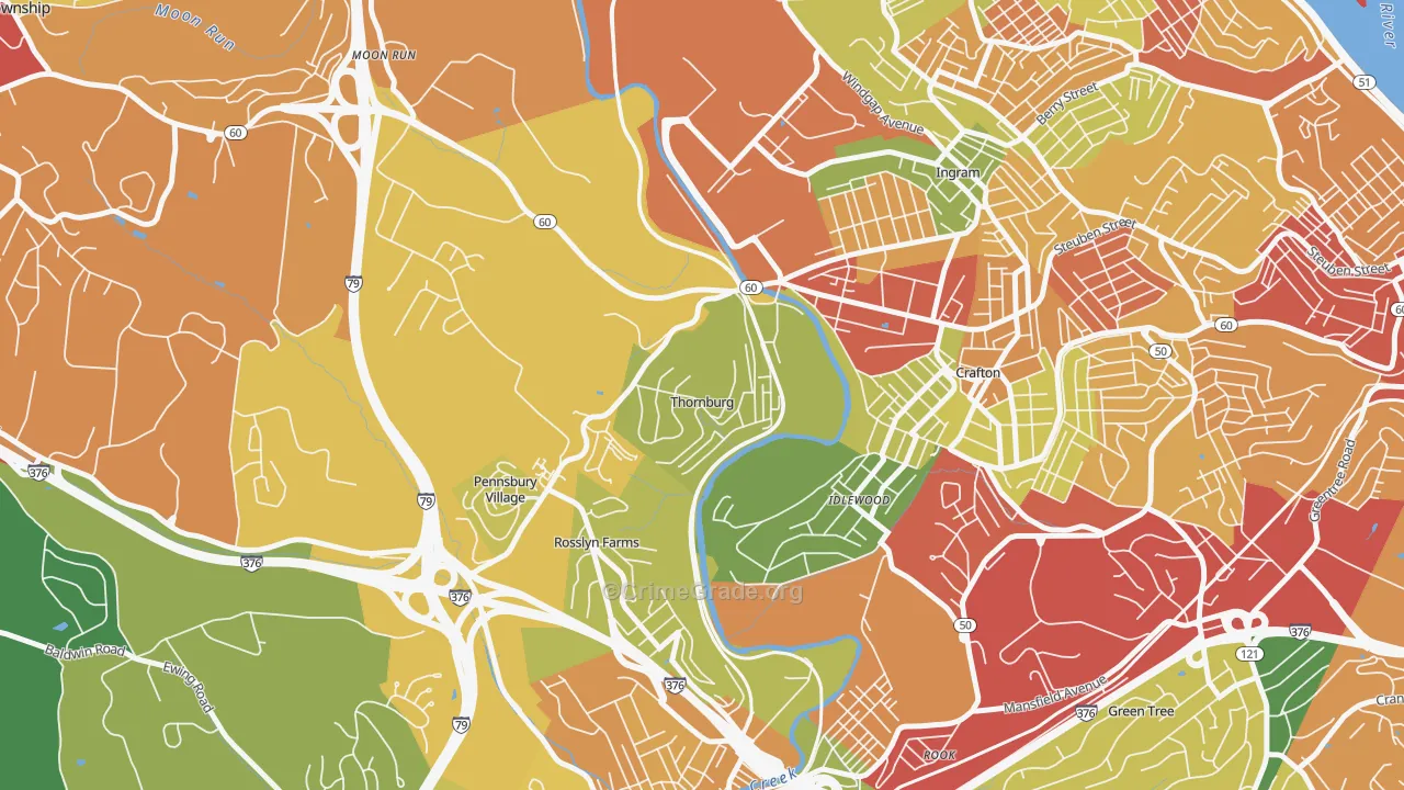 Thornburg, PA Map of Theft Rates