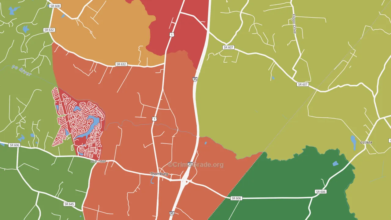Thornburg, VA Map of Theft Rates