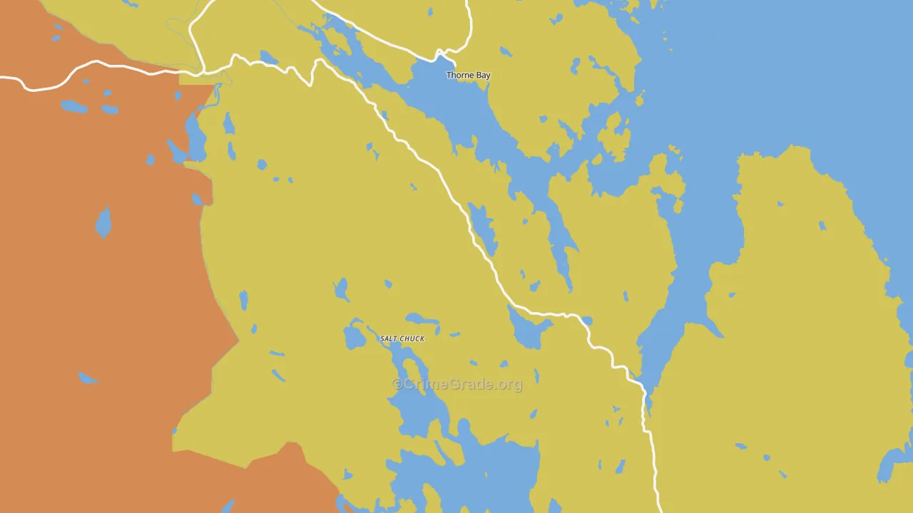 Thorne Bay, AK Map of Theft Rates
