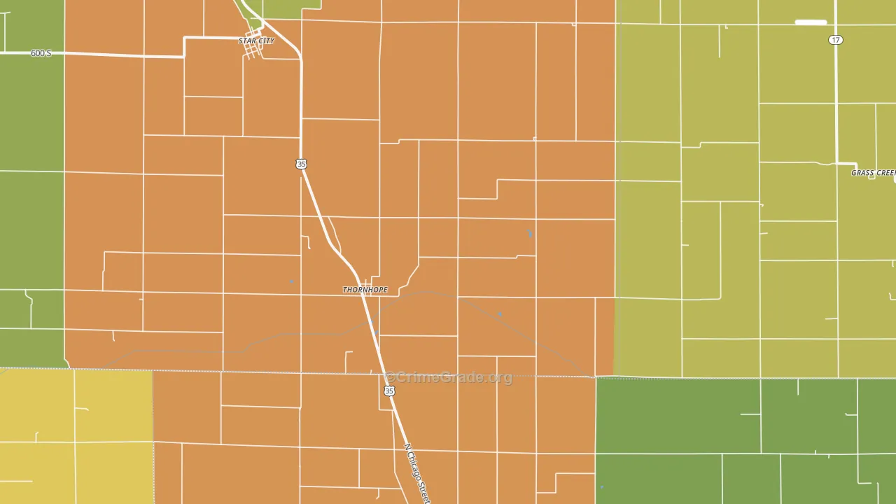 Thornhope, IN Map of Theft Rates