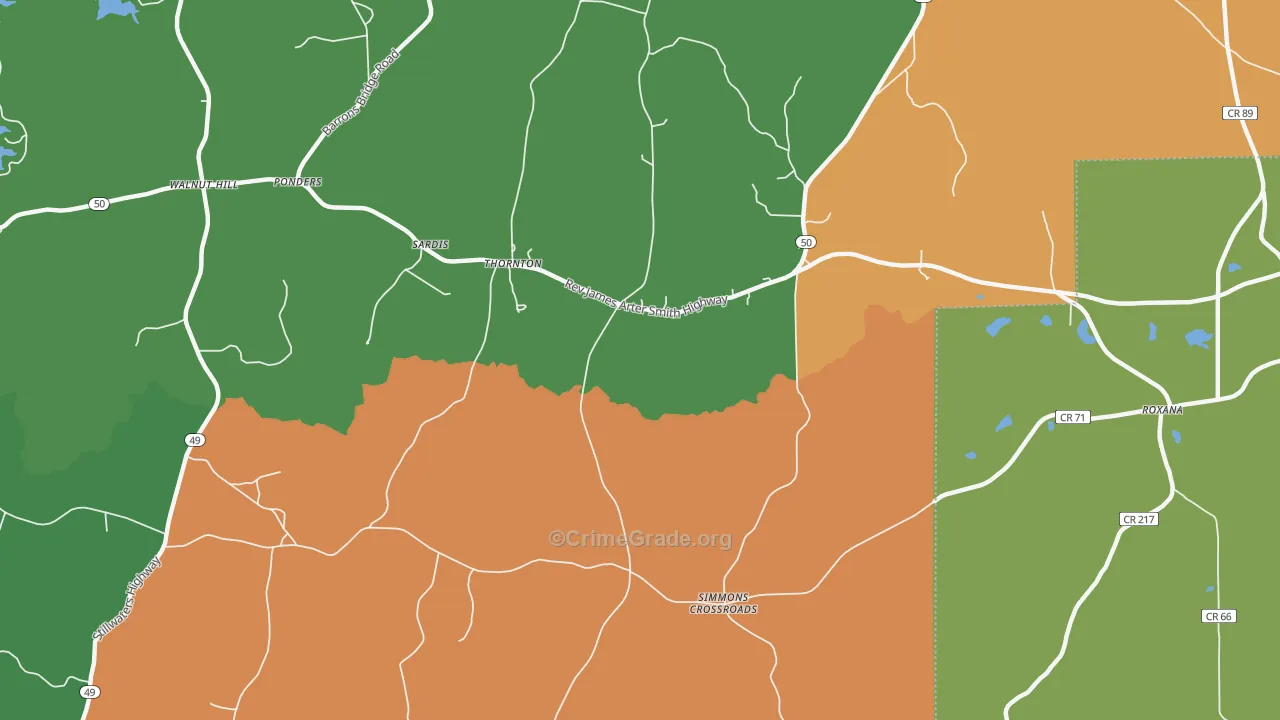 Thornton, AL Map of Theft Rates