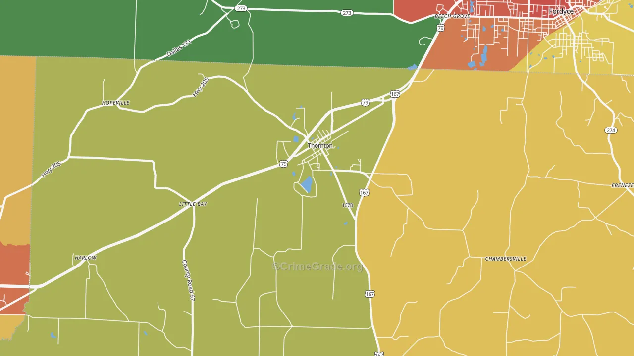 Thornton, AR Map of Theft Rates