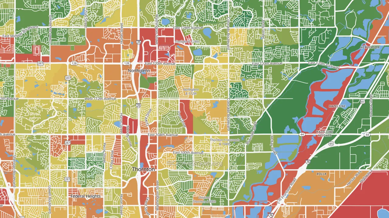Thornton, CO Map of Theft Rates
