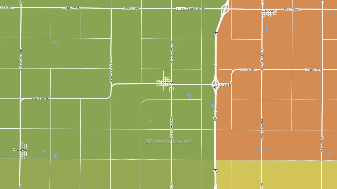 Thornton, IA Map of Theft Rates