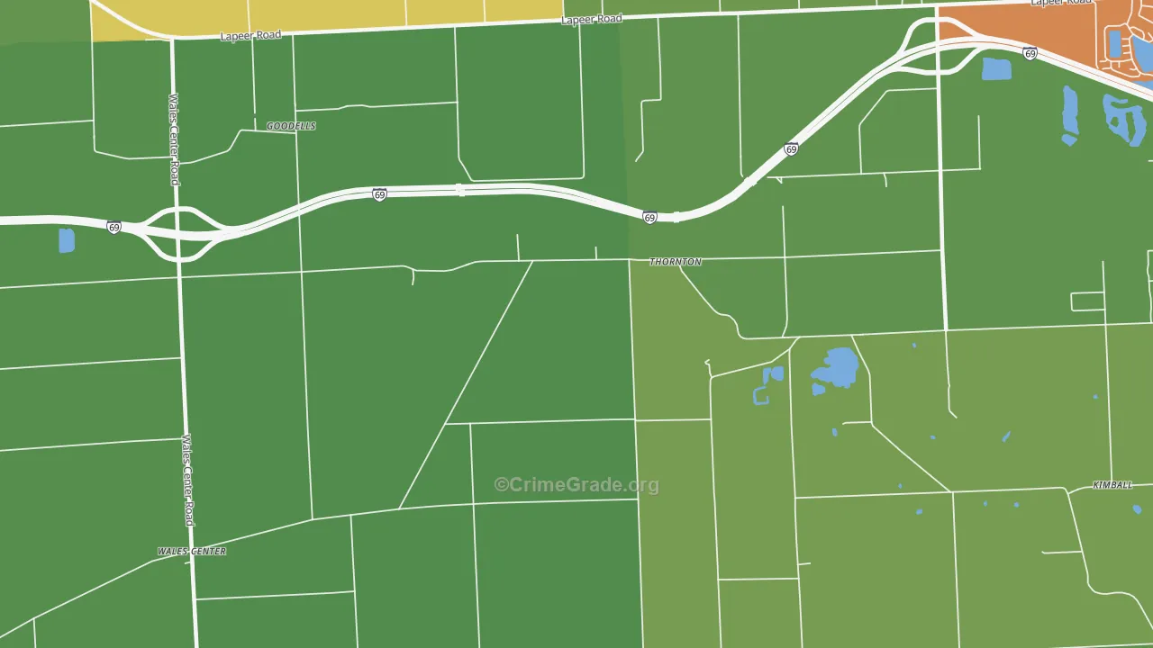 Thornton, MI Map of Theft Rates