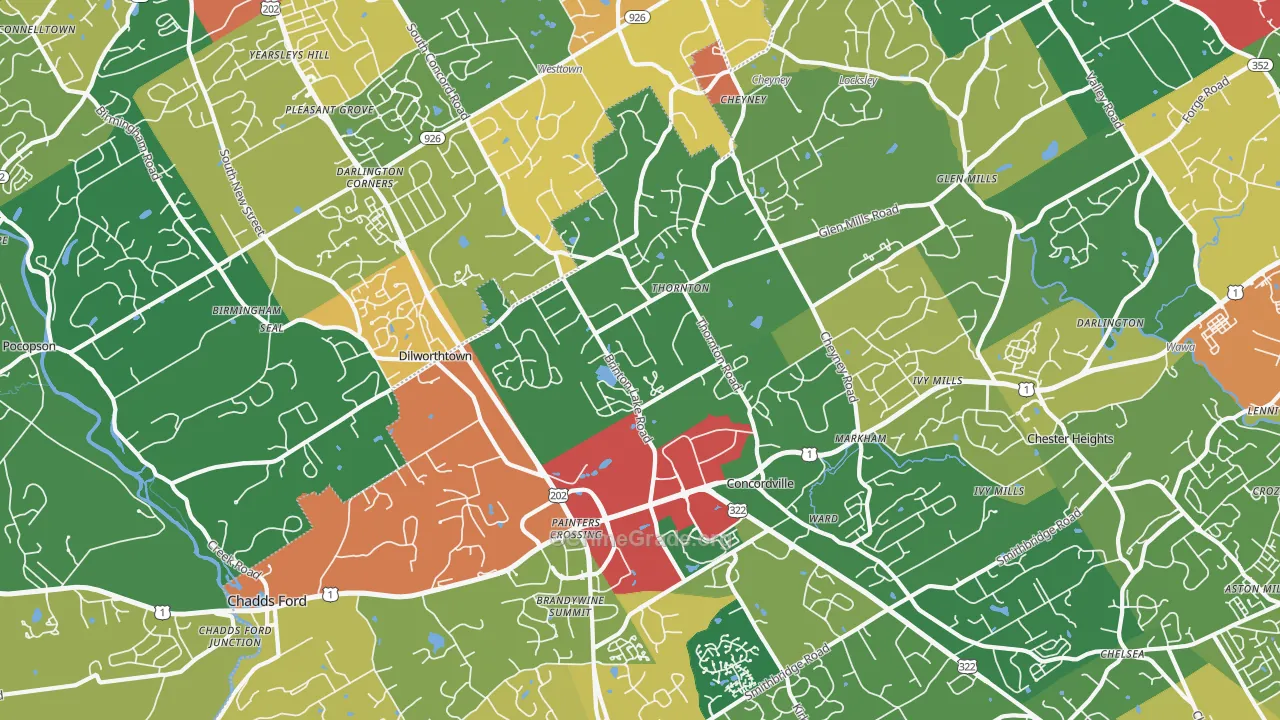 Thornton, PA Map of Theft Rates