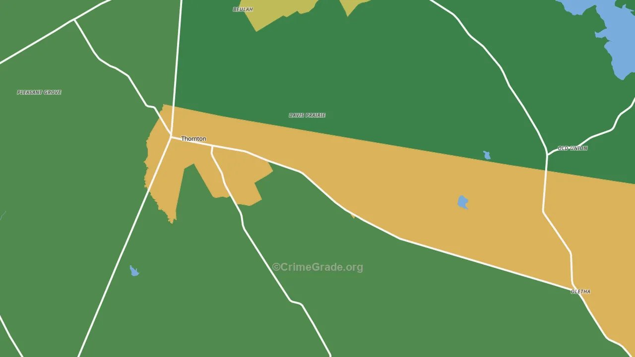Thornton, TX Map of Theft Rates